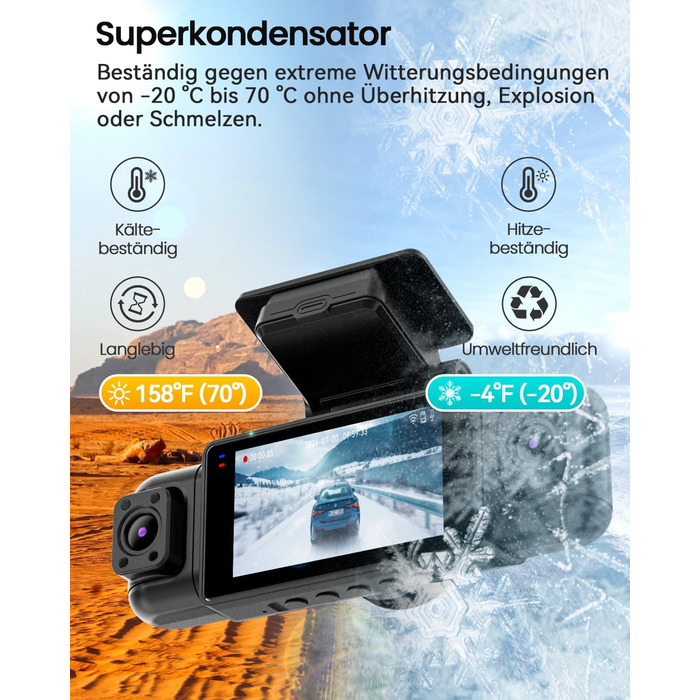 Автомобільний відеореєстратор IIWEY N5 4-канальний 360° 1080P (передній, задній, внутрішній, бічні камери) з нічним баченням, G-сенсором, режимом паркування, 5G Wi-Fi та SD-картою 128ГБ