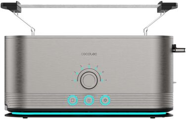 Тостер Cecotec Shine&Toast Extra з нержавіючої сталі, 1050W, 2 тости, широкі слоти 3,8 см, 7 рівнів підсмажування, світловий індикатор
