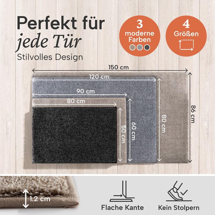 Килимок вхідний Blumtal 50x80 см, мікрофібра, протиковзний вологостійкий килим для бруду бежевий