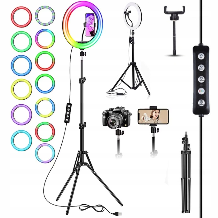 Кільцева LED-лампа 60W 35см з пультом та штативом 200см для макіяжу та YouTube