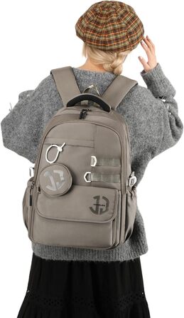 Водонепроникний шкільний рюкзак JANSBEN для підлітків (хлопчиків та дівчаток), з багатофункціональним дизайном для школи та подорожей, ідеальний для 5 класу (сірий)