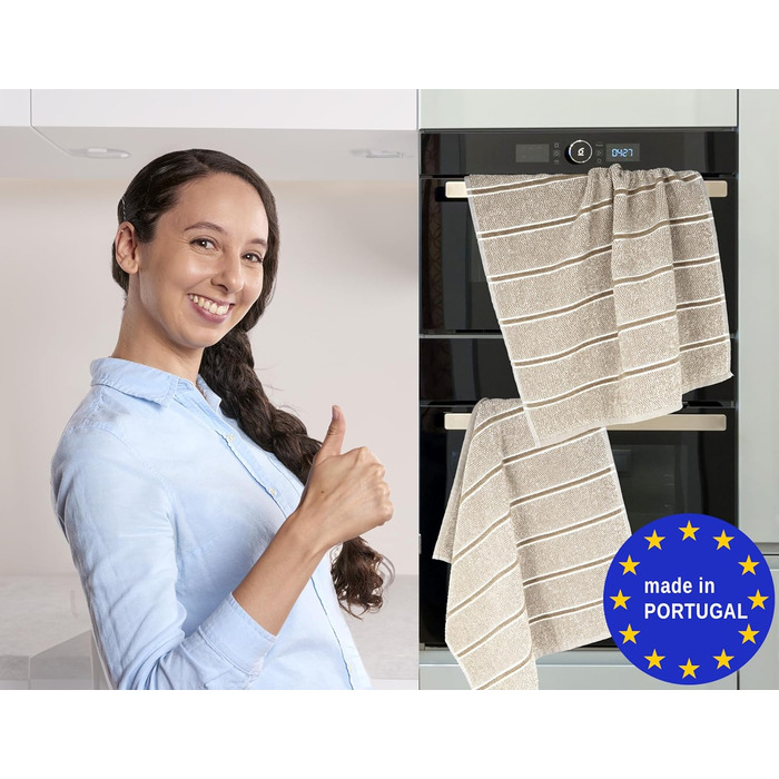 Lashuma Striped Towels 50x50 cm for the Kitchen, Lucerne Kitchen Towels Beige