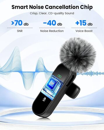 Беспроводной петличный микрофон Dual Set - Plug & Play, с автоматическим сопряжением, шумоподавлением, для iPhone, Android, USB-C устройств, YouTube, подкастов и видеосъемки