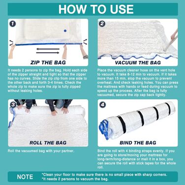 Queen/Full Mattress Vacuum Bags for Moving and Storage, Memory Foam Latex Mattress Storage Bags, Full Queen Size for Mattresses up to 14 inches