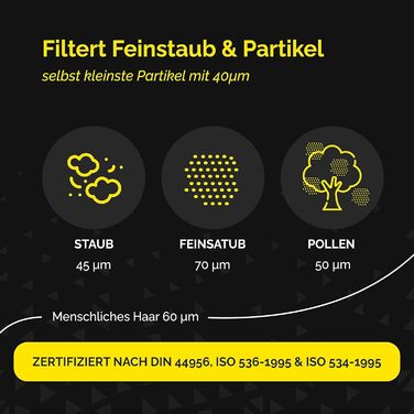 Фільтр для пилососа Kärcher (WD3, WD2, WD1, MV3, MV2, A, K, KNT, NT, SE, VC) - замінник 6.414-552.0 - 3 круглі фільтри + 3 кришки-гвинти для алергіків проти дрібного пилу та запахів (3x WD4 фільтр)