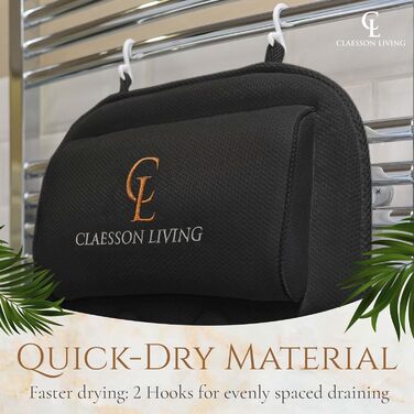 Подушка для ванни для всього тіла 125x43см, килимок для ванни з підголовником, підтримка шиї, спини та ніг. З мішком для прання та сумкою для подорожей, гачками для швидкого сушіння. Чорний колір.