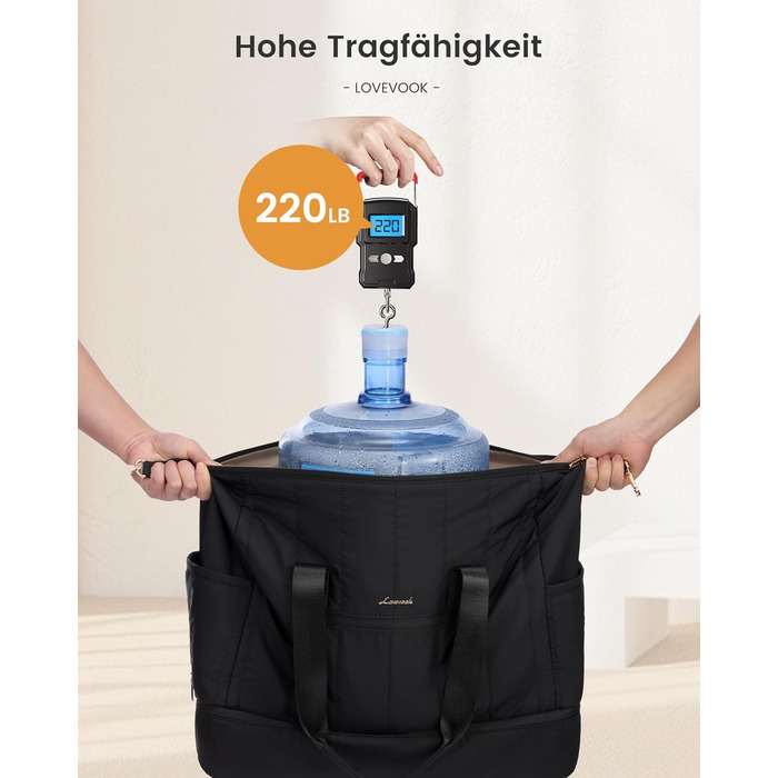 Сумка-рюкзак LOVEVOOK для жінок, велика дорожня сумка-рюкзак з відділенням для взуття та мокрих речей, 40L, 2 шт., чорний