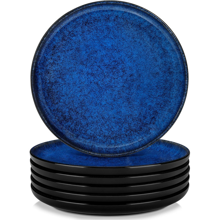 Vancasso Starry Blue 24-Piece Stoneware Dinnerware Set for 6 - Complete Tableware Set with Plates, Bowls