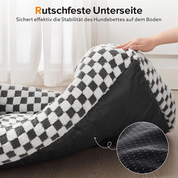 FURTIME Dog Bed - Large Dogs, Non-Slip Dog Beds, Washable Dog Basket, Anti-Anxiety Plush Dog Bed, Suitable for Large Labrador Retrievers, German Shepherds, 89×63×23 cm