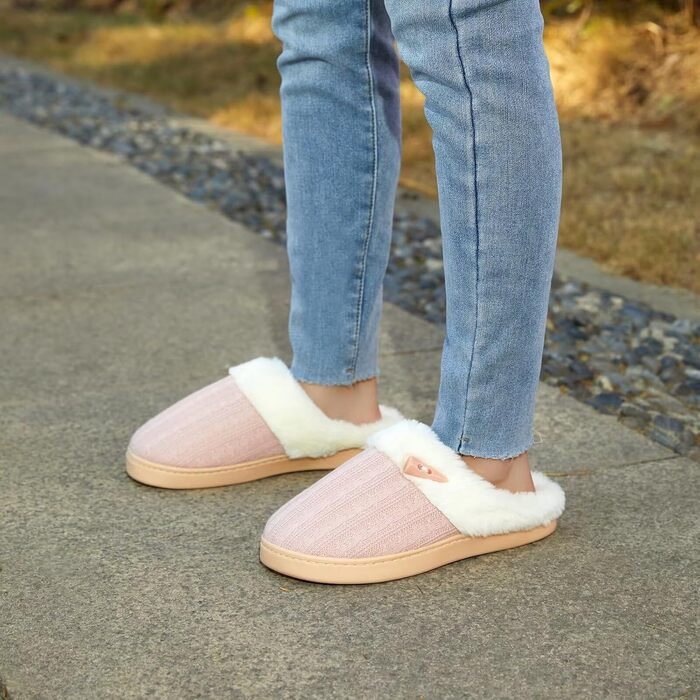 Домашні тапочки для жінок NineCiFun з меморі-піною, пухнасті, для дому та вулиці, з антиковзкою підошвою, з теплим плюшевим підкладкою, сірі (світло-сірі), 40/41.5 EU, Babyrosa