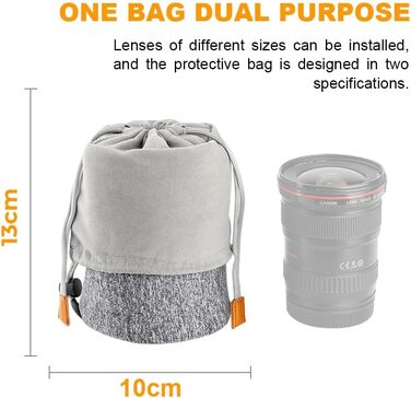 Чохол для об'єктива K&F CONCEPT, 2-в-1, неопрен, 10 x 18 см