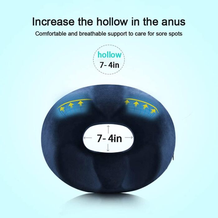Portable Foam Orthopedic Hemorrhoid Seat Cushion, Ergonomic Seat Cushion for Hemorrhoids and Prostate, Pain-Relieving, Chair Cushion Massage Cushion (Female)