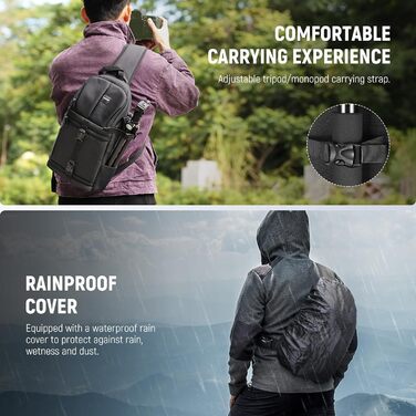 NEEWER Рюкзак для камери Profi з міцними петлями для DSLR, об'єктивів, штатива та аксесуарів. Водостійкий, з міцними швами та м'якими перегородками (Оранжевий інтер'єр) NW-XJB02S