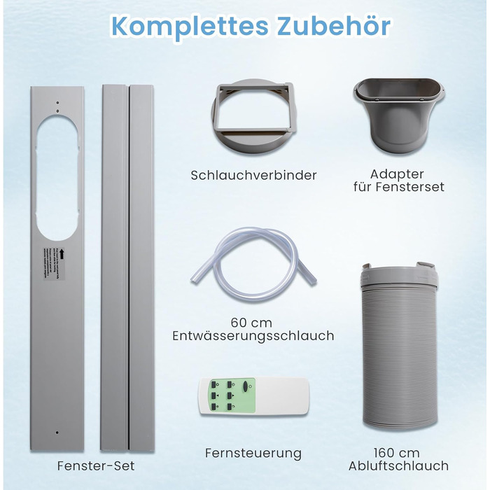 Мобільний кондиціонер COSTWAY 9000 BTU з витяжним шлангом: 4-в-1 (охолодження, вентилятор, обігрів, осушувач), з режимом сну, таймером 24 години, пультом дистанційного керування