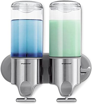 Simplehuman Wall Mounted Double Soap Dispenser - Brushed Stainless Steel, 444ml x 2 - 5 Year Warranty