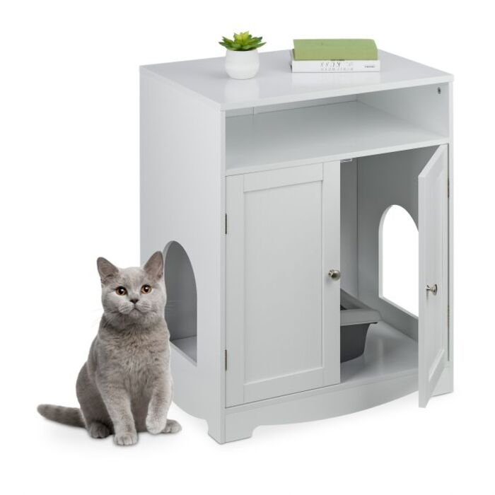 Relaxdays White Cat Litter Cabinet