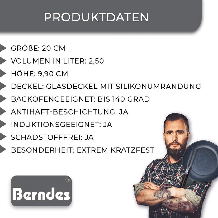 Каструля Berndes Balance Induction з нержавіючої сталі, 20 см, з індукційним дном, чорна