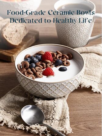 Набір мисок DOWAN для мюслі, 6 шт., 680 мл. Великі миски для мюслі, вечері, супу, салату. Яскраві миски для сервірування на Різдво.