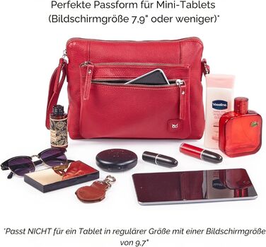 Сумка через плече Wise Owl з натуральної шкіри: жіноча та чоловіча, червона Nappa, 5 відділень на блискавці