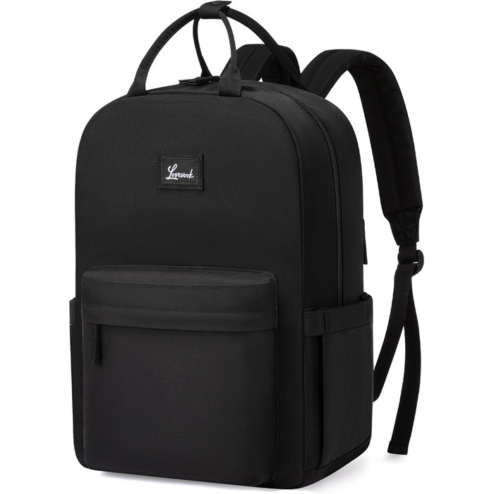 Сумка-рюкзак LOVEVOOK для жінок, підійде для ноутбука 15.6 дюймів, стильна міська сумка для підлітка, водонепроникна шкільна сумка, casual рюкзак для роботи, навчання, подорожей, чорна
