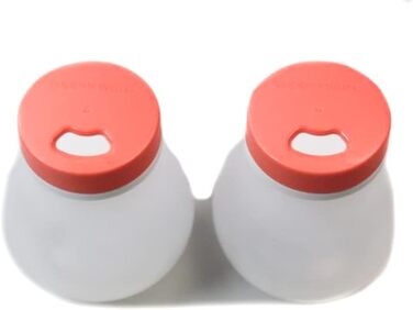 Tupperware SET (2) Allegra Salt and Pepper Shakers 200 ml white salmon spice dispenser spice shaker shaker spice