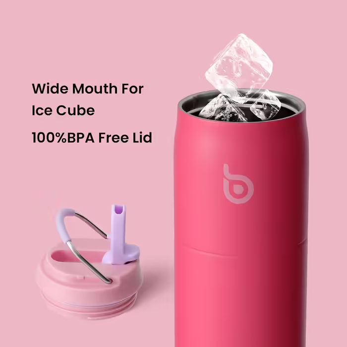 bottlebottle BOTTLE Insulated Stainless Steel Water Bottle 32oz(946ml) with Straw Handle for Sports, Travel, Gym, Double-Walled Leak-Proof, BPA-Free (Pink)