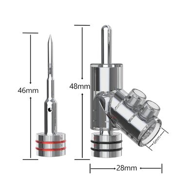 Комплект бананових роз'ємів Monosaudio BA1403, родієве покриття, закритий тип для акустичних кабелів та домашнього кінотеатру, 8 шт.