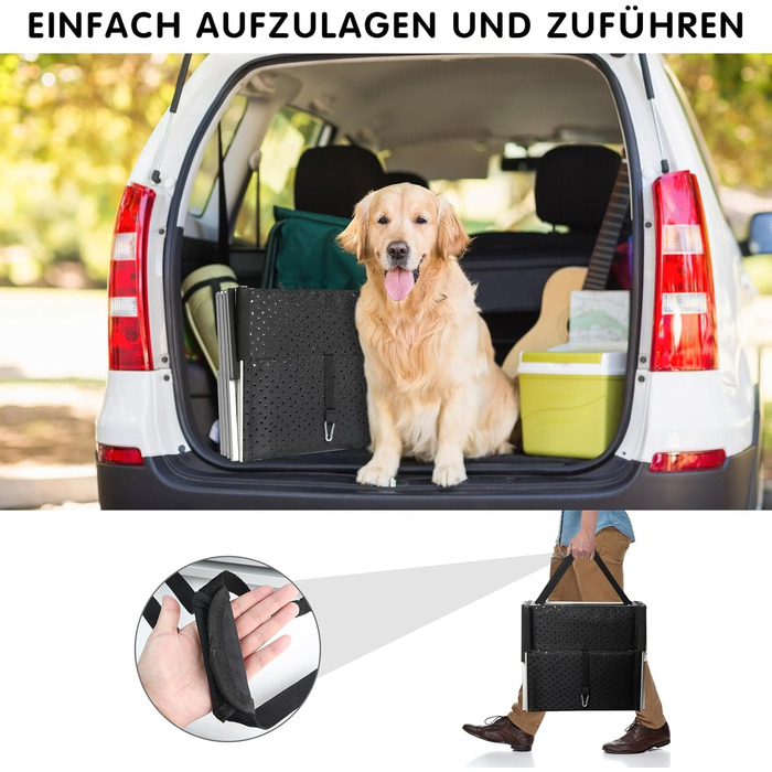 SDLDEER Dog Ramp for Car - 4 Step Collapsible Dog Ramp, Adjustable Height, Supports up to 80kg, Suitable for All Vehicles