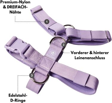 Шлейка для собак Spark Paws No Pull для великих порід, фіолетовий колір, розмір L (16-25 кг), надійна та зручна