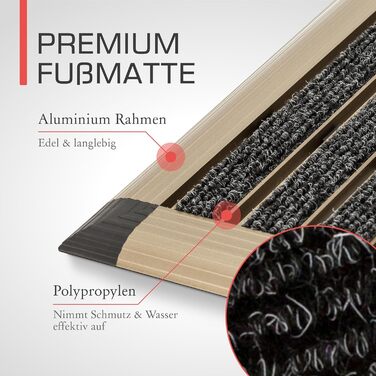 Aluminum Outdoor Doormat - 50x80cm - Rust-Proof, Non-Slip - Champagne Gold