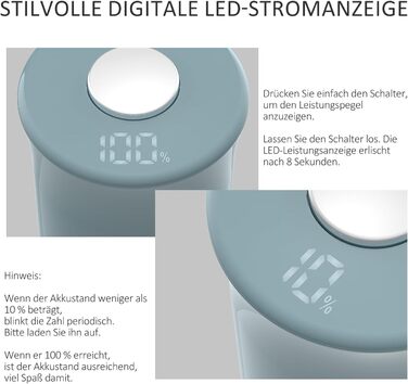 Електричні соляні та перечні млини TOMEEM (2 шт.) з LED-дисплеєм, USB-зарядкою, регулюванням помелу та керамічним механізмом, 125 мл, чорний/блакитний