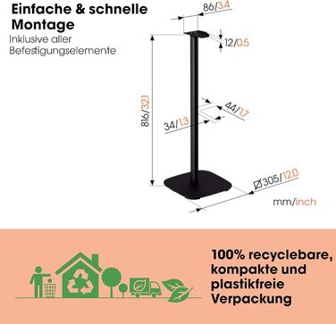 Стійка Vogel's SFS 4113 для Sonos ERA 100: білий, з кабелепроводом, TÜV-сертифікована, 82 см