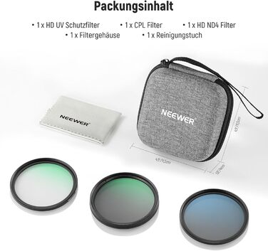 Набір фільтрів NEEWER 82mm UV/CPL/ND: захисний, поляризаційний, нейтральний фільтр з кейсом