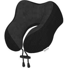 Подушка для шиї в подорожах: м'яка, з memory foam, для авто, літака, офісу та дому (чорна)