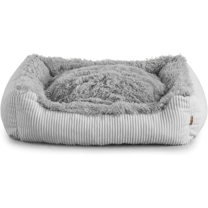 Gutekissen® Шерстяне ліжко для собак середнього розміру - М'яке, зручне, легко миється, сірий колір, розмір 90x75 см