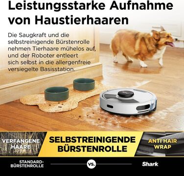 Робот-пилосос Shark Matrix Plus 2-в-1 з функцією миття та станцією самоочищення, самостійно очищається, для шерсті тварин, килима та твердих підлог, 14,5 см (стандартний, білий)