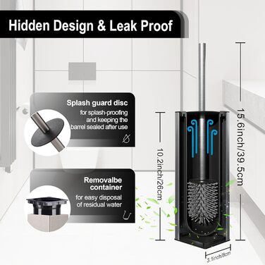 Металева щітка для туалету BVL з двома насадками, квадратна, для ванної кімнати (з щіткою)