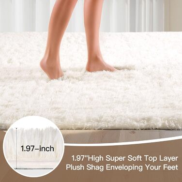 Килимок для вітальні та спальні Sour Lemon, 60x120 см, килимок-доріжка, миючий, нековзний, пухнастий, м'який, сучасний, для дітей, підлоговий килим, килим-доріжка для дитячої, коридору, вітальні (слонова кістка, 80x160 см)