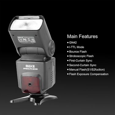 Спалах Meike MK430 TTL для Nikon: сумісний з D7100, D5300, D5200, D3500, D3100, D600, D800, D3200, D90, D80, D300, D7500, D780 та інші моделі