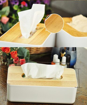 Wooden Cosmetic Tissue Box, 26x13x11cm Tissue Dispenser, Practical Tissue Box, Rectangular Tissue Box for Standard Tissues