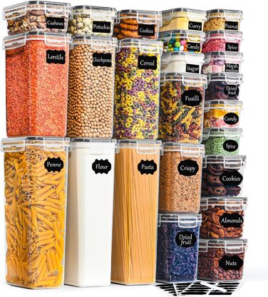 Набір контейнерів для зберігання GoMaihe 16 шт., герметичні бокси для кухні, пластикові контейнери з кришкою для круп, мюслі, рису, борошна та корму для тварин