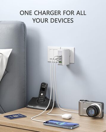 Універсальний адаптер LENCENT з USB-зарядкою 4 в 1, 22W (EU/US/UK/AU) для мобільних пристроїв