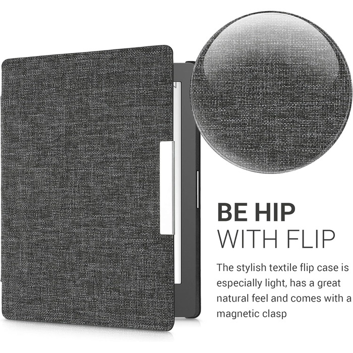 Чохол kwmobile для Kobo Aura Edition 1: тканинний захисний чохол для eReader, темно-сірий