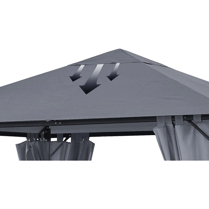 QUICK STAR Replacement Canopy for Garden Pavilion 3x3m Grey RAL 7012 Antique Pavilion Roof Replacement Cover