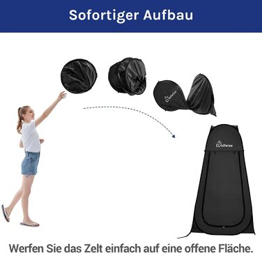 Portable Pop-Up Shower Toilet Privacy Tent - Outdoor Camping Toilet Shelter with Privacy Screen (Black, XL)