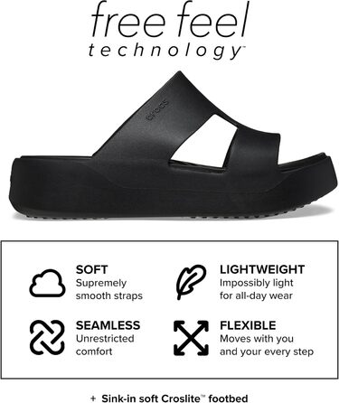 Crocs Getaway Platform H-Strap: жіночі сандалі на платформі, чорні (39/40 EU)