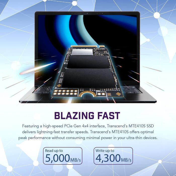 SSD накопичувач Transcend 2TB M.2 NVMe PCIe Gen4x4 MTE410S (5000 MB/s читання, 4300 MB/s запис)