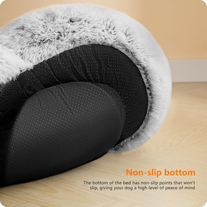 Ортопедичне ліжко для собак круглої форми, м'яке ліжко-лежанка для собак та котів, ліжко-софа Donut, зручний кошик для собак, можна прати, діаметр 70 см, сірий колір, розмір 70 x 70 x 20 см