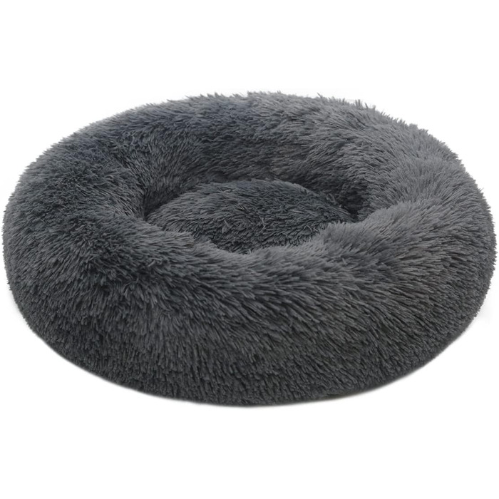 Крісло-лежанка для котів та собак 50 см, м'яке, плюшеве, антиковзаюче, легко миється, темно-сірий колір