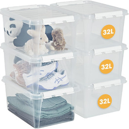 SmartStore - 10x Storage Box with Lid Classic (40x30x11cm) | Stackable Box with Lid | Food-Safe Plastic Box | Plastic Box with Lid & Reinforced Corners | 10-Year Warranty (31 L, 6-Piece Set)